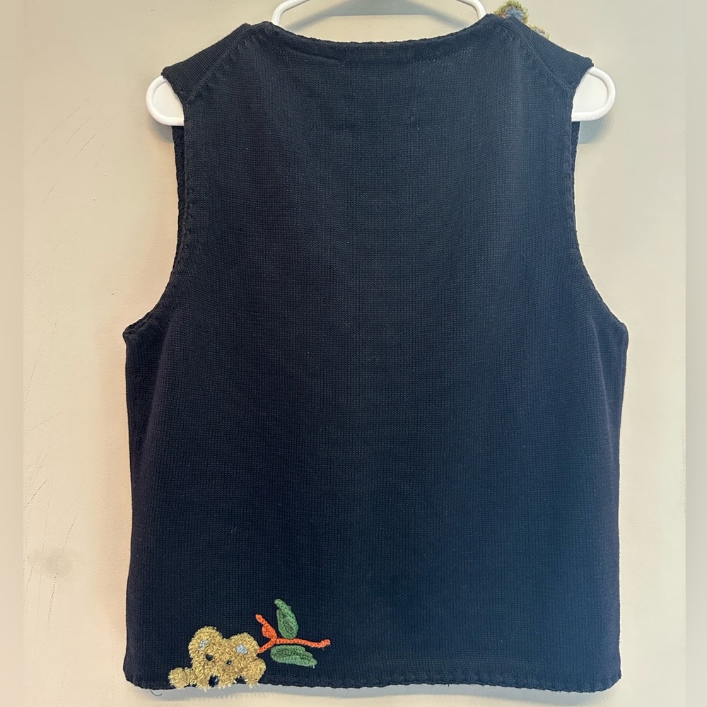 Y2K Michael Simon Black Vest with Koala & Floral Embroidery Small - Picture 4 of 5